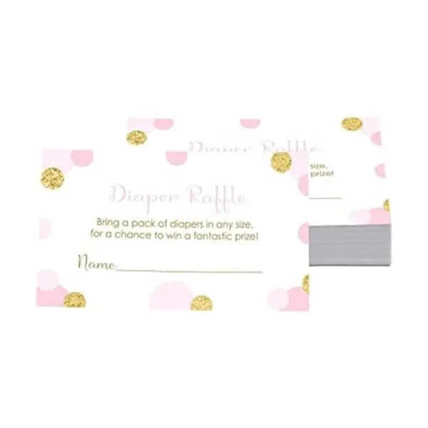 Baby Shower pañal Rifa Juego Las Niñas Invitar Insert Card_1
