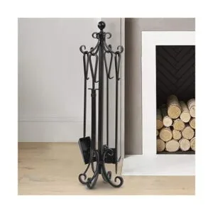 Amagabeli Juego de 5 herramientas de chimenea de hierro_6