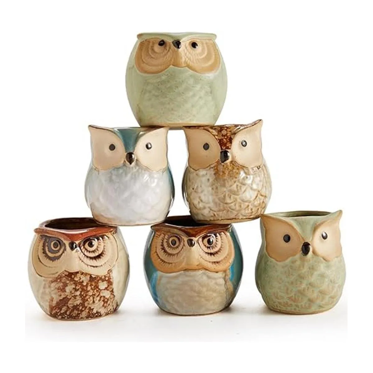 SUNE Juego de 6 macetas de cerámica esmaltada con base_2