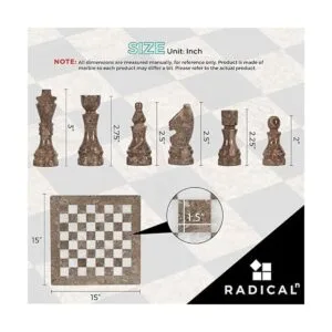 RADICALn Juego de ajedrez de torneo Staunton gris y blanco_3