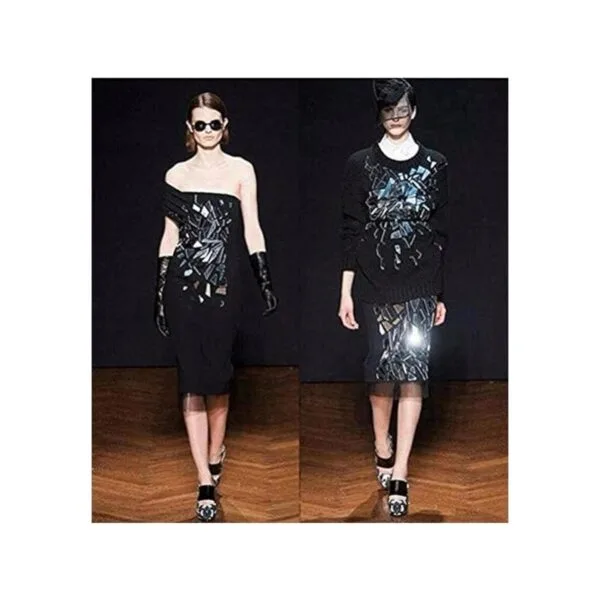 Coser en acrílico verde espejo plano con diamantes de_4