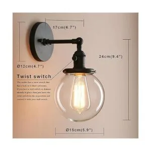 Pathson Aplique de pared industrial con pantalla redonda_2