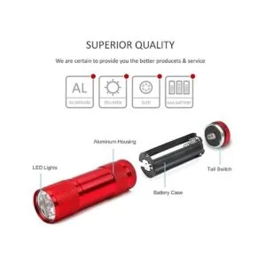 FASTPRO Juego de 4 linternas LED de aluminio con 12 pilas_2