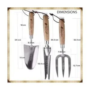 Acero inoxidable 3 piezas Jardín Juego de herramientas de_2