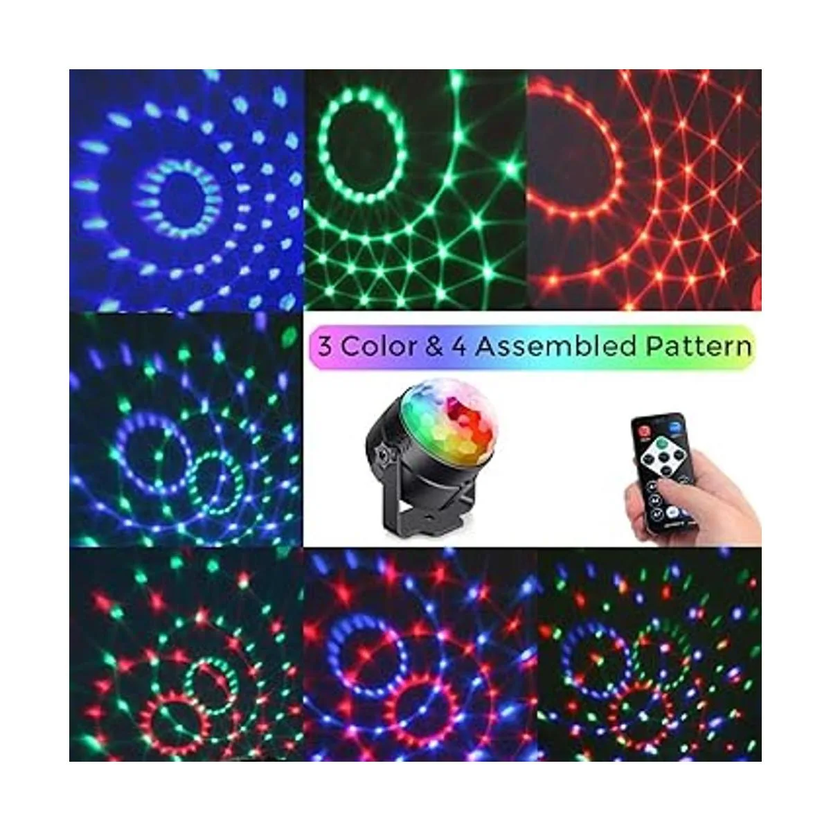 Luces de fiesta activadas por sonido con control remoto de_7