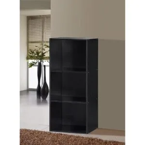 Hodedah Import Estantería de 3 estantes color negro_2