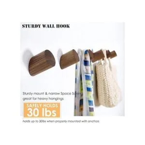 Felidio Ganchos de pared de madera natural para colgar en_3