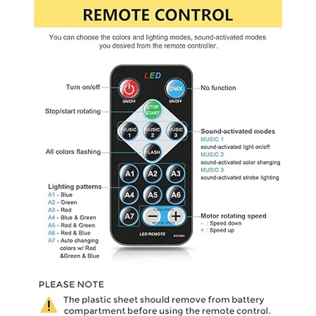 Luces de fiesta activadas por sonido con control remoto de_2