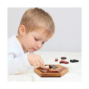 Kingzhuo Rompecabezas hexagonal de tangram de madera para_3