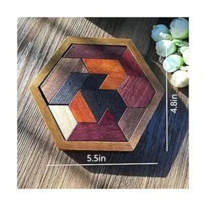 Kingzhuo Rompecabezas hexagonal de tangram de madera para_4