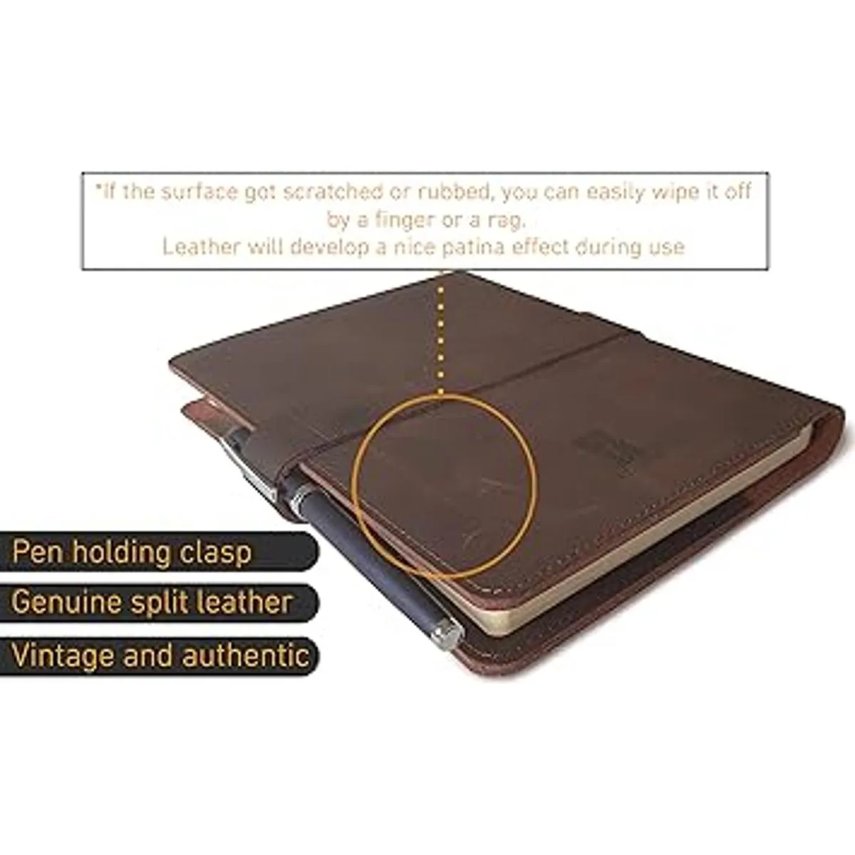 Diario de cuero genuino para rellenar con cuaderno A5 de_4