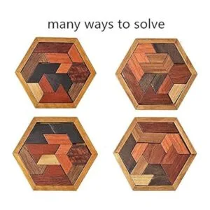 Kingzhuo Rompecabezas hexagonal de tangram de madera para_2
