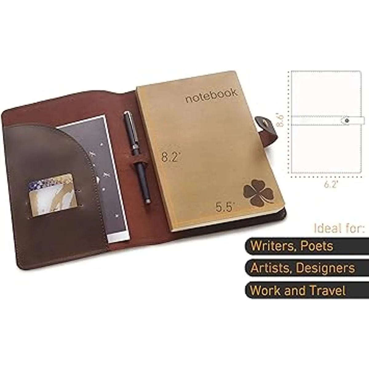 Diario de cuero genuino para rellenar con cuaderno A5 de_2