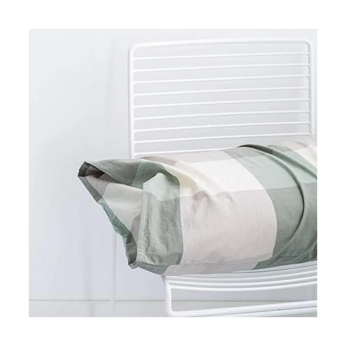 SUSYBAO Juego de funda de edredón a cuadros verdes tamaño_6