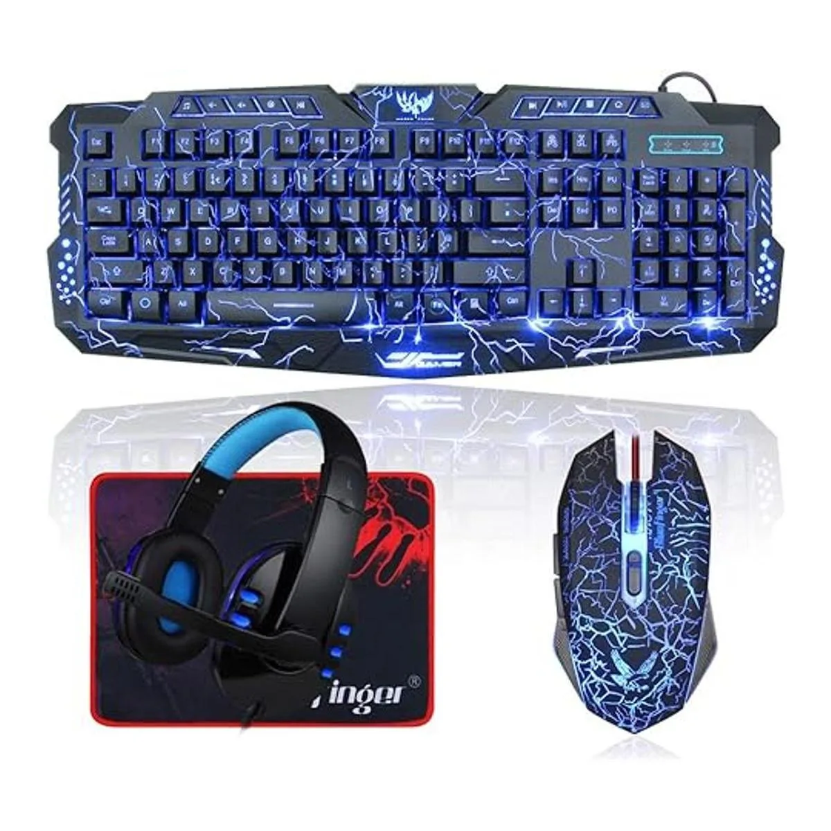 BlueFinger Teclado y mouse para juegos retroiluminados y_1