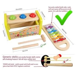 TOWO Juego de bolas de martillo y xilófono de madera_3