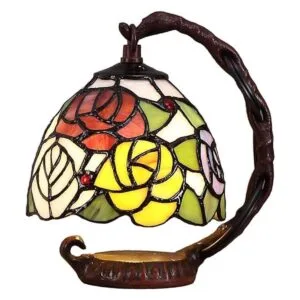 Bieye L10036 Lámpara de mesa de cristal de color rosa con_1