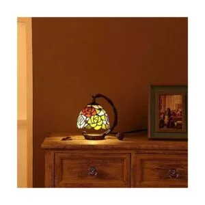 Bieye L10036 Lámpara de mesa de cristal de color rosa con_3