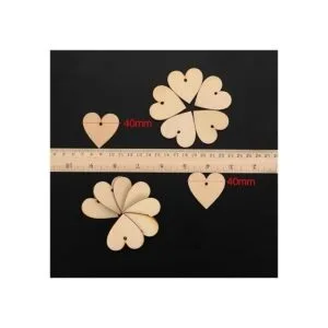Outus 100 piezas de corazones de madera en blanco adornos_2