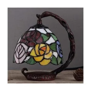 Bieye L10036 Lámpara de mesa de cristal de color rosa con_2