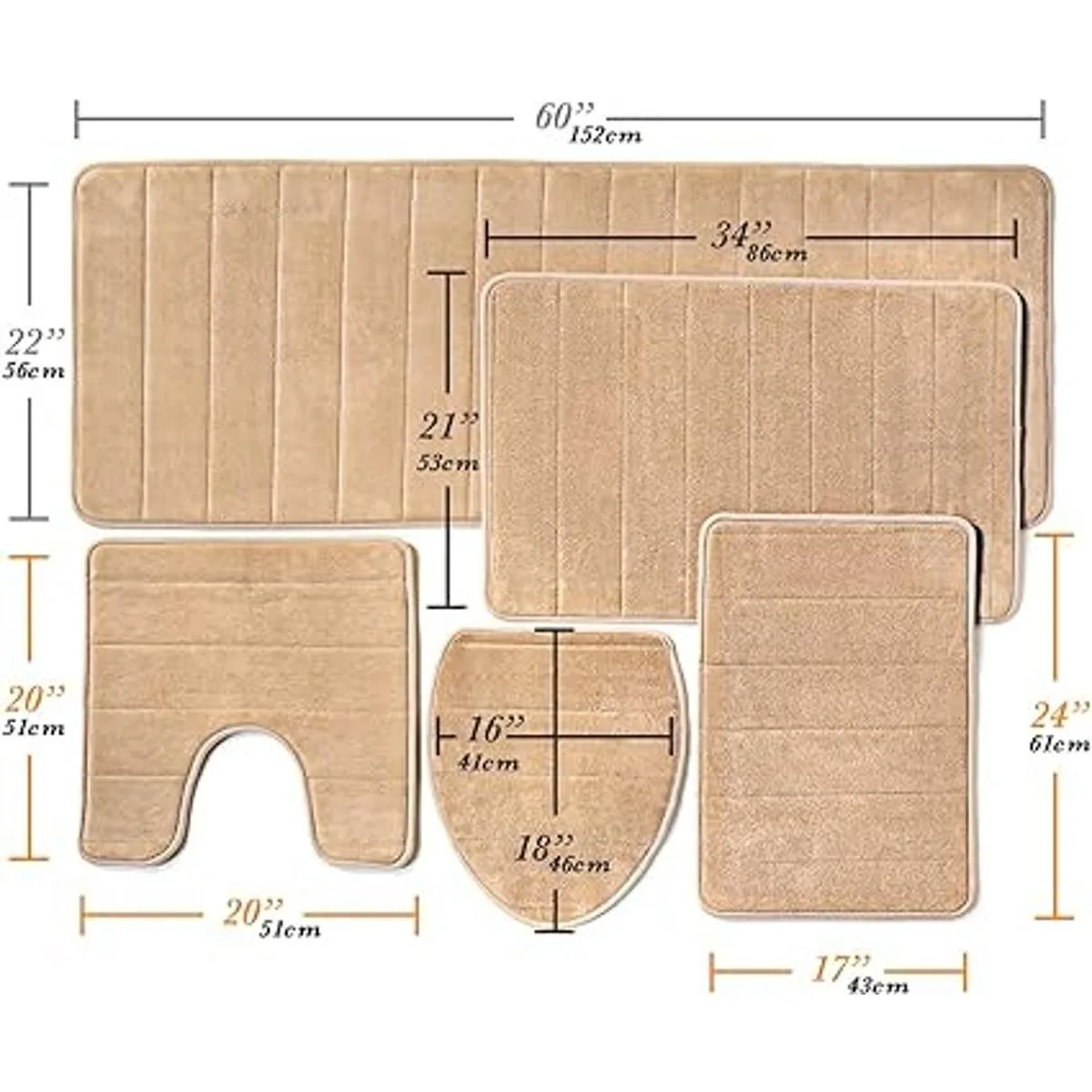 Alfombra de baño juego de 5 piezas de espuma de memoria_3