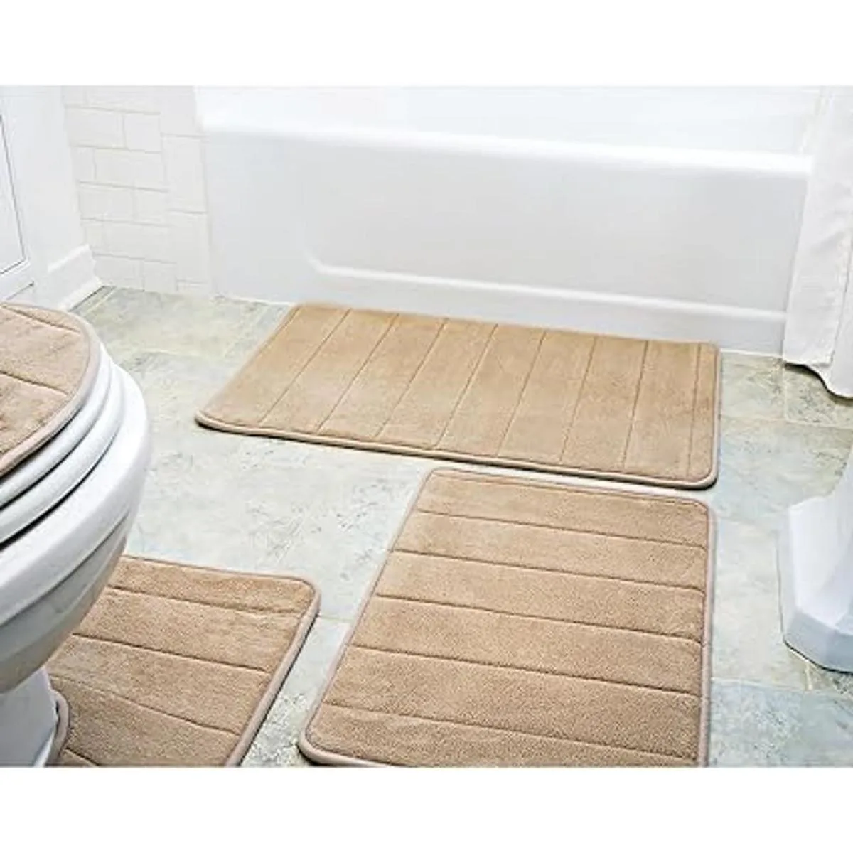 Alfombra de baño juego de 5 piezas de espuma de memoria_4