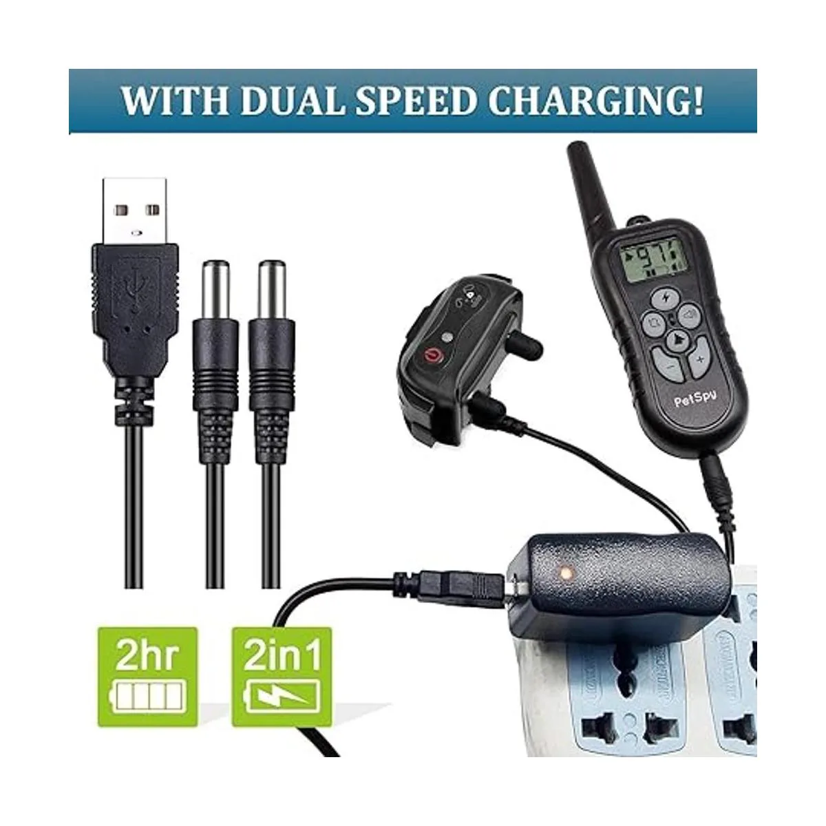 PetSpy collar de choque de entrenamiento de perro doble_3