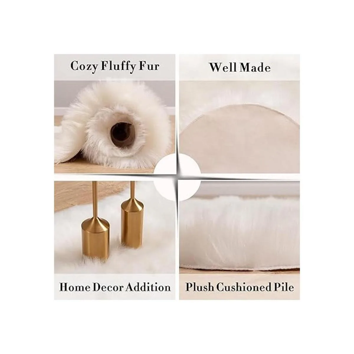 Carvapet Alfombra de piel de oveja sintética de lujo para_5