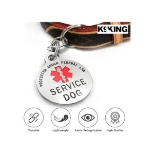 K9King Etiqueta de perro de servicio de doble cara con_3