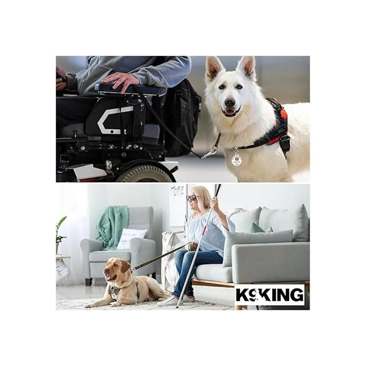 K9King Etiqueta de perro de servicio de doble cara con_5