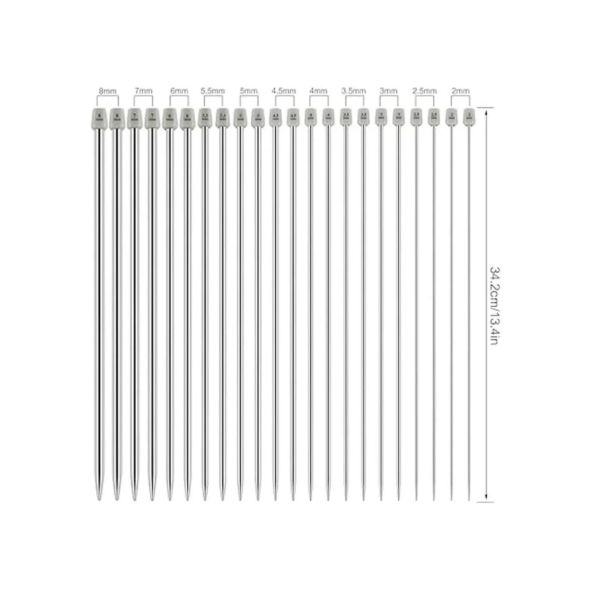Hysagtek Juego de 22 agujas de tejer de acero inoxidable_2