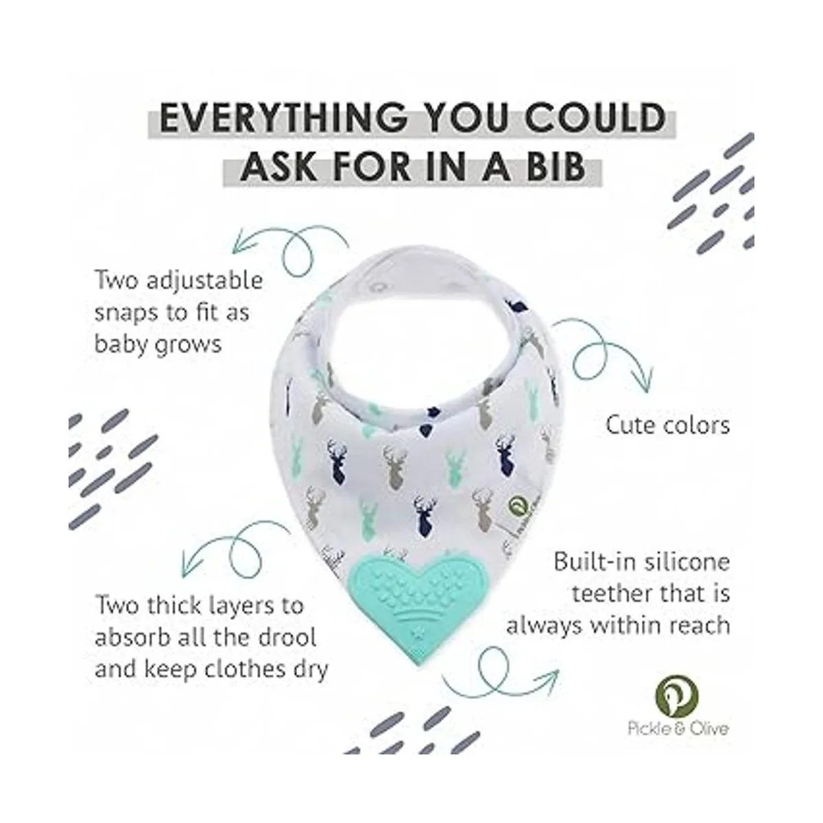 Baberos de dentición para bebé con mordedor de silicona_3