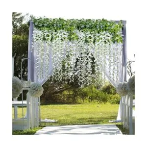 Guirnalda de flores tipo glicinias artificiales de seda_3