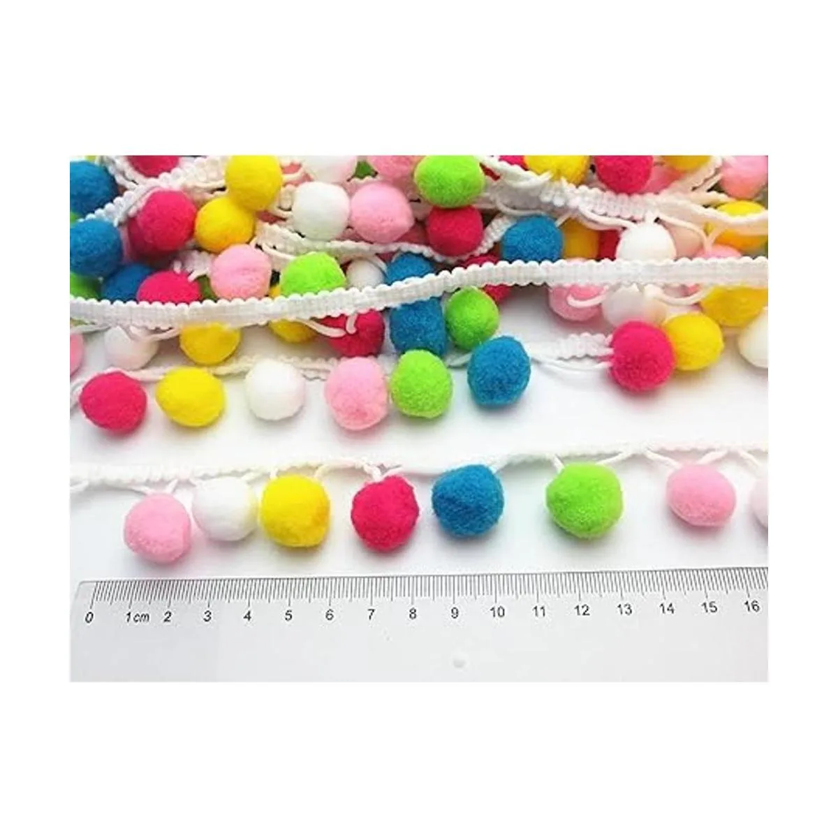 Dandan DIY Cinta colorida de 0.591 in con pompones y_4