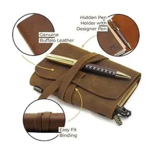 Funda para pasaporte de piel con diario de viajes_3