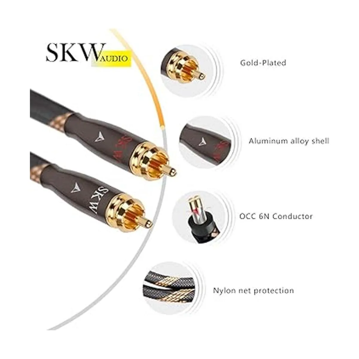 SKW Audiophiles RCA Cable 2RCA macho a 2RCA macho cable de_2