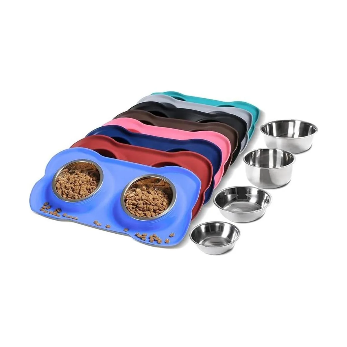 Hubulk Pet Dog Bowls 2 Stainless Steel Dog Bowl with No_1