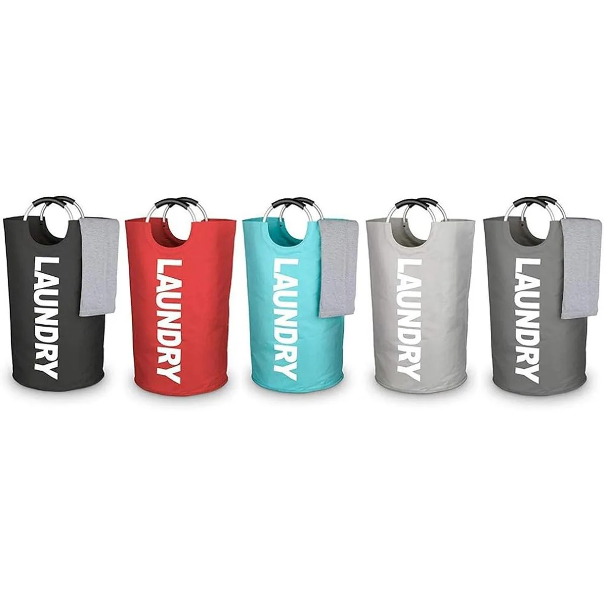 Mziart Bolsa para lavandería plegable con manijas de_7