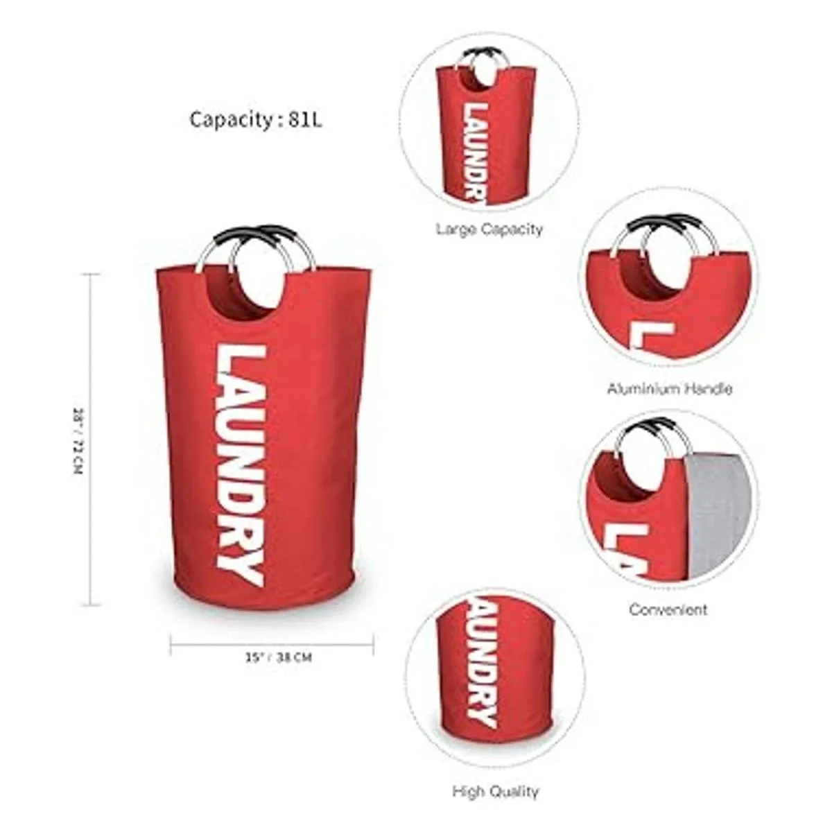 Mziart Bolsa para lavandería plegable con manijas de_3