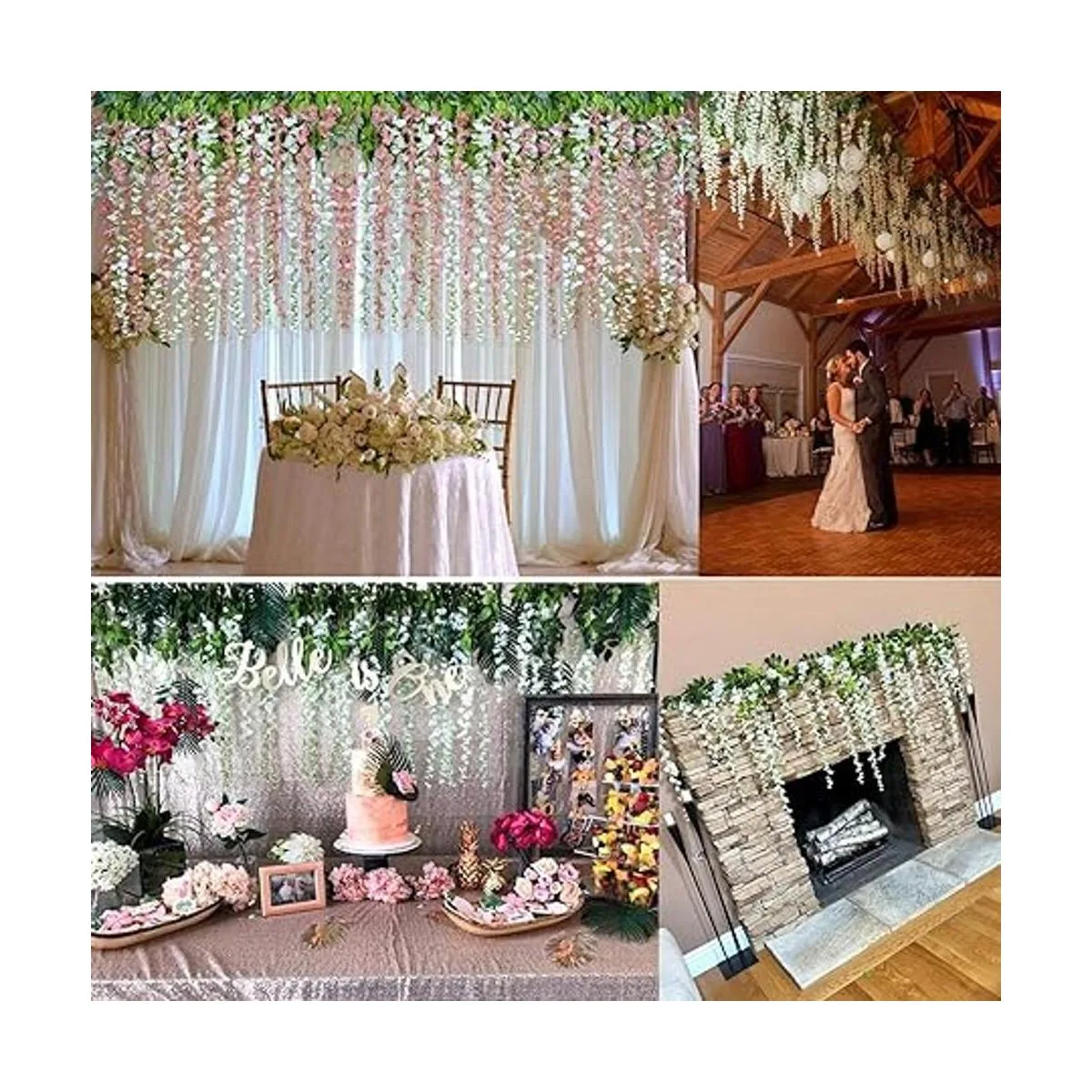 Guirnalda de flores tipo glicinias artificiales de seda_4