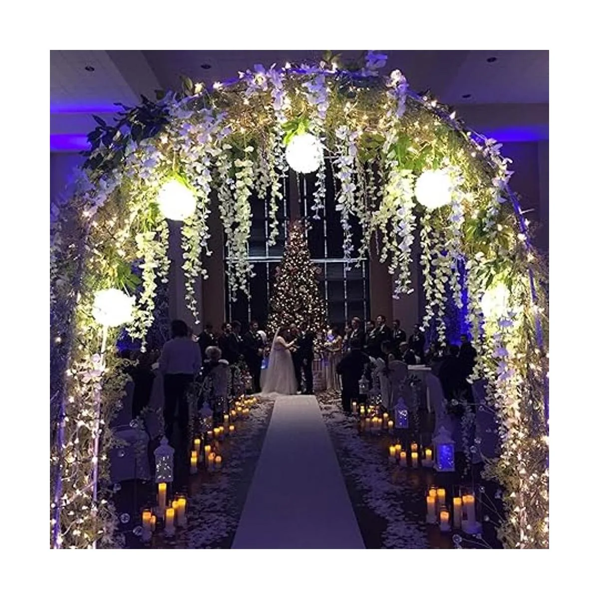 Guirnalda de flores tipo glicinias artificiales de seda_2