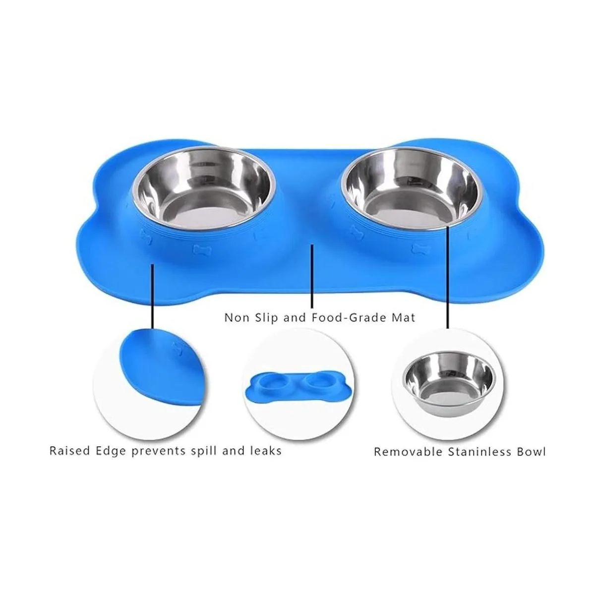 Hubulk Pet Dog Bowls 2 Stainless Steel Dog Bowl with No_3