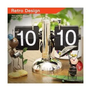 Betus Reloj de escritorio abatible estilo mecánico retro_6