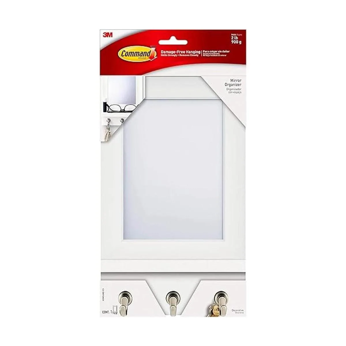 Command HOM24MQES 1 organizador con espejo y ganchos para_1