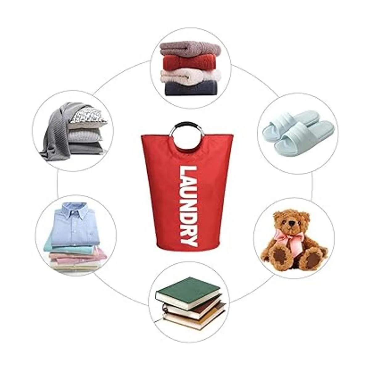 Mziart Bolsa para lavandería plegable con manijas de_6