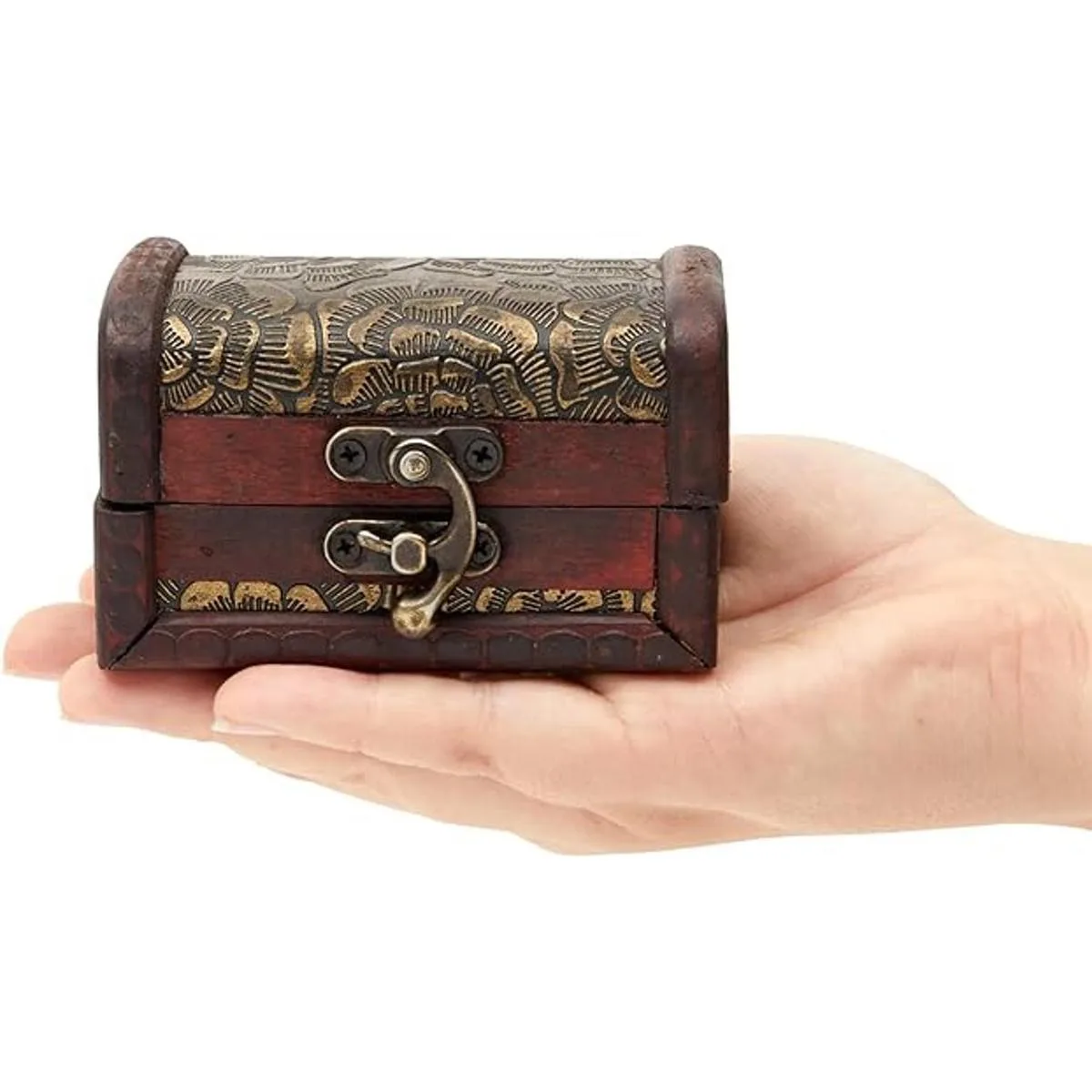 Juego de 3 cajas pequeñas de madera con motivo de flores_4