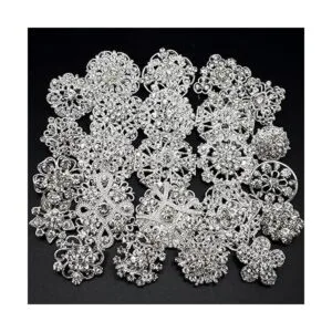 MEEJOA Juego de 24 broches de flores de cristal con_2