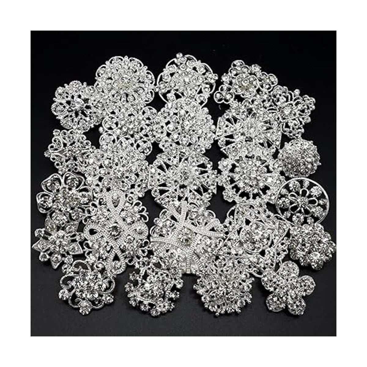 MEEJOA Juego de 24 broches de flores de cristal con_2