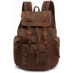 AUGUR Mochila de lona de cuero vintage grande para laptop_1