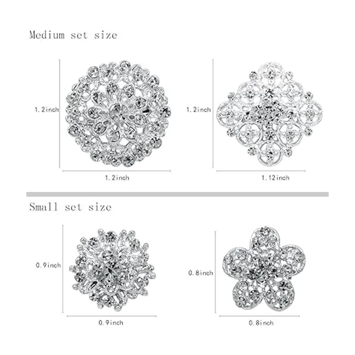 MEEJOA Juego de 24 broches de flores de cristal con_5